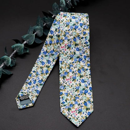 Cotton Floral Ties for Men 2.76" Men's Skinny Tie Linen Flower Printed Neck Tie for Wedding Dating Party