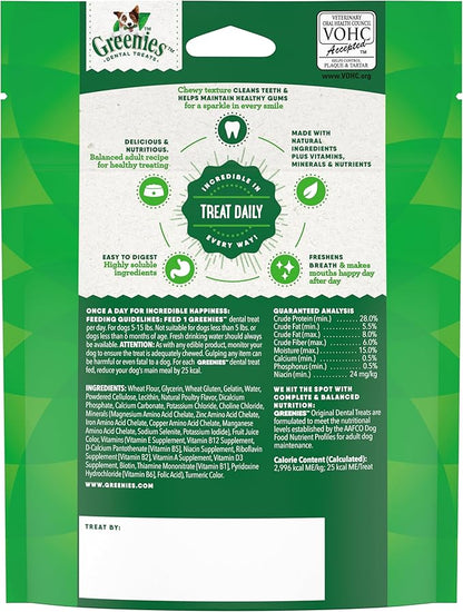 Greenies Veterinarian-Recommended Natural Dental Dog Treats Regular Size, Original Flavor, 3 oz. Pack, 11 Count