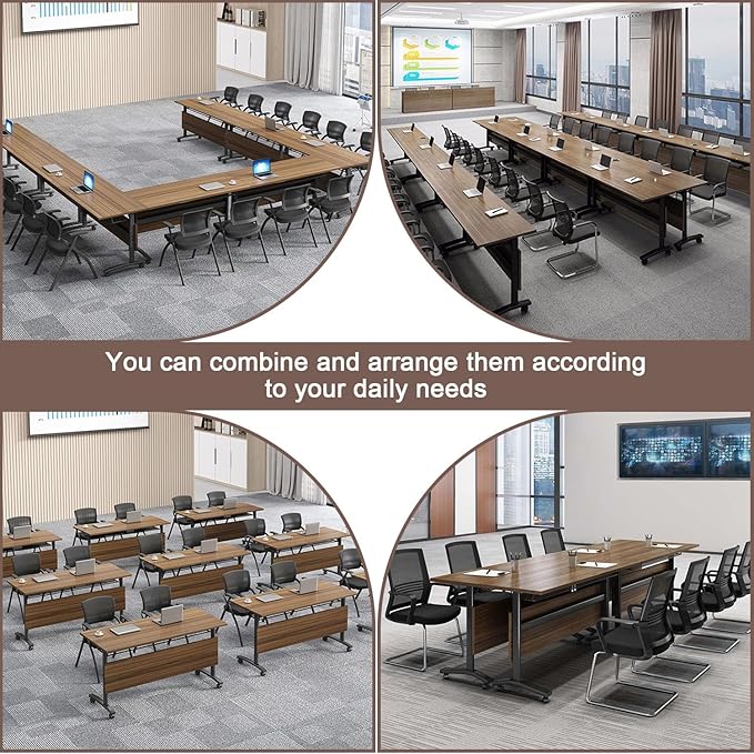 Conference Table,Modern Portable Folding Conference Room Table,Flip Top Rolling Mobile Training Table with Silent Locking Wheels for Seminar Meeting Table Business Tables (6 Pack, 47.2x23.6x29.5inch)