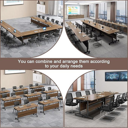 Conference Table,Modern Portable Folding Conference Room Table,Flip Top Rolling Mobile Training Table with Silent Locking Wheels for Seminar Meeting Table Business Tables (6 Pack, 47.2x23.6x29.5inch)