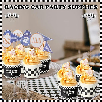 Honeydak 400 Pack 150 ml/ 5 oz Ice Cream Cups for Racing Theme Party Black and White Ice Cream Cups Disposable Treat Paper Dessert Snacks Sundae Container Wedding Birthday Party Supplies