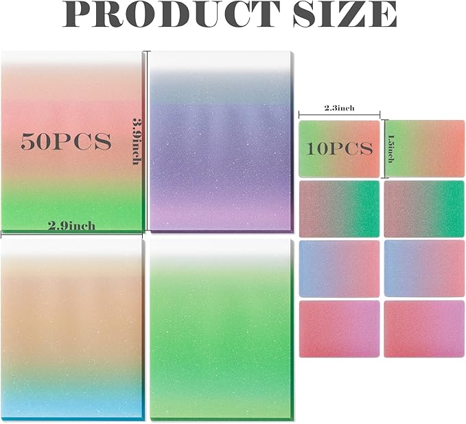 BAYTORY 300 Sheets Transparent Glitter Sticky Note, 3 × 4 Clear Memo Pads, Self-Stick Index Tabs, Waterproof See Through Self-Adhesive Sticky Notes, for Office School Supplies (100mm)