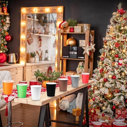 120pcs 12 Color DIY Paper Cups, Multicolor Paper Cups For Wedding Party Picnic BBQ Travel and Event (8 Ounce,120 Count)