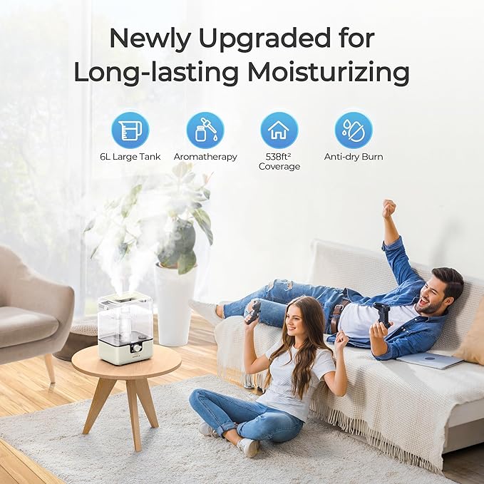 CHIVALZ Humidifiers for Bedroom, 9.37 * 7.4 * 12.67 inch, YZY6001-KC