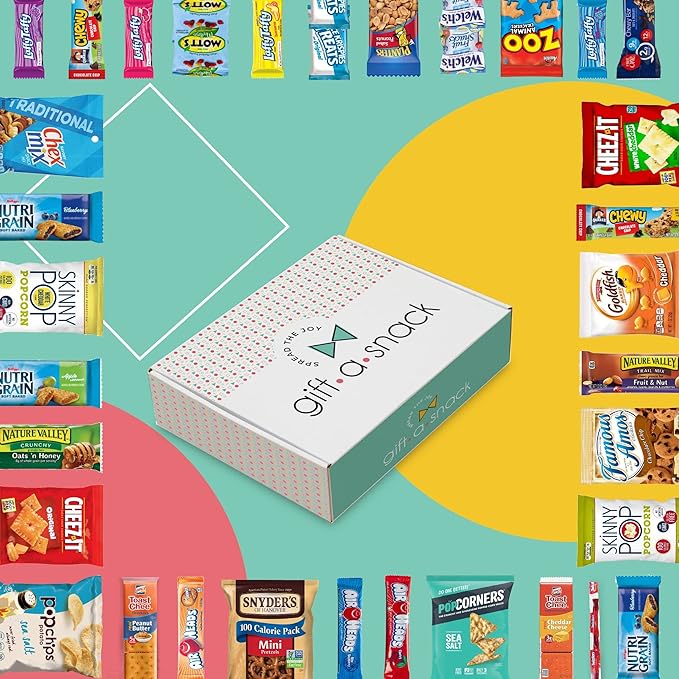 Gift A Snack - Halloween Trick or Treats Snack Box Variety Pack Care Package + Greeting Card (150 Count) Birthday Sweet Treats Gift Basket, Candies Chips Crackers Bars, Office Food Assortments