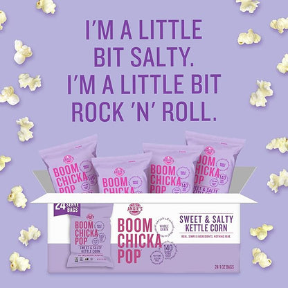 Angie's BOOMCHICKAPOP Sweet & Salty Kettle Corn Popcorn, 1 oz. Individual Bag (Pack of 24)