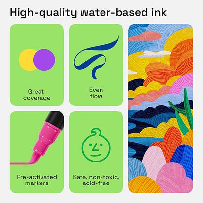 ARTISTRO Paint Markers - Acrylic Pens for Rock, Glass, Fabric, DIY - Art Supplies - 72 Dual Brush Tip Markers