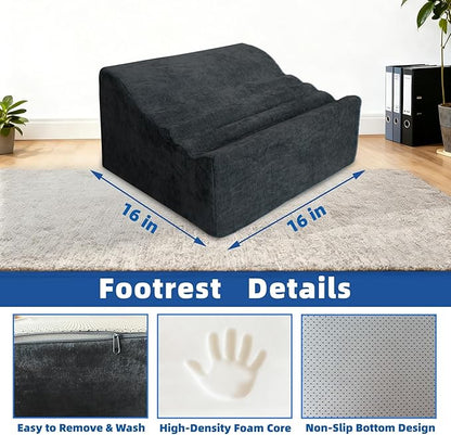Foot Rest Under Desk, Comfortable Office Footrest, Ergonomic Foot Stool for Long Sitting with Curved Design Relieves Leg Pressure (Dark Gray)