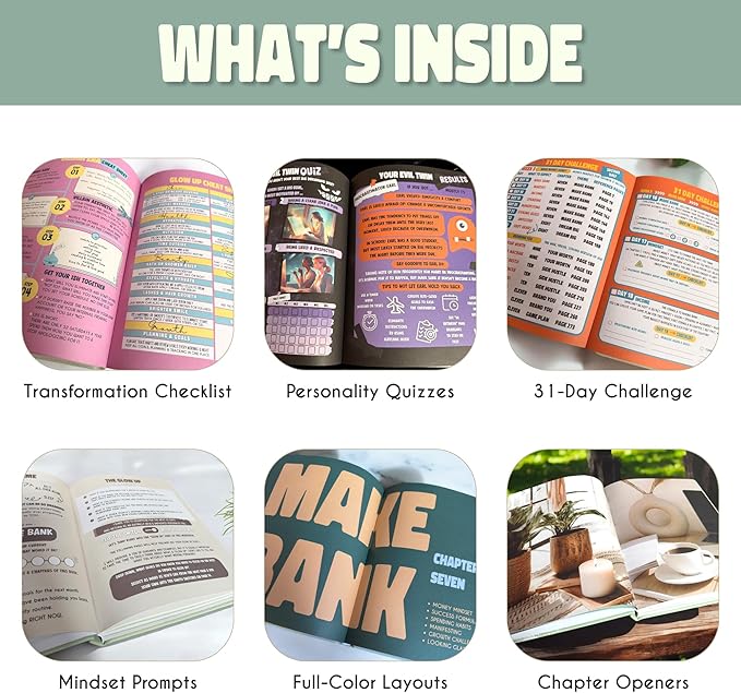 Know Your Worth Workbook by Angie Bellemare: Transformational Self-Growth & Mindset Journal for Women | 277-Page Full-Color Hardcover with 12 Chapters + 31-Day Challenge | Vegan Pebble-Leather Edition