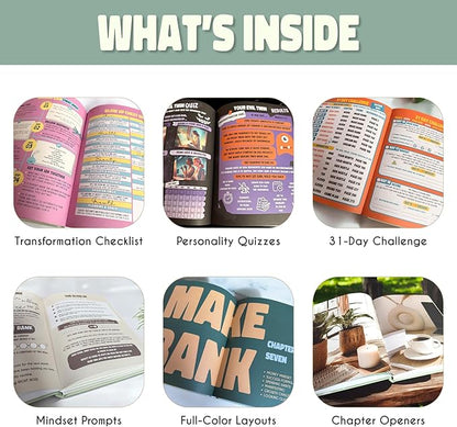 Know Your Worth Workbook by Angie Bellemare: Transformational Self-Growth & Mindset Journal for Women | 277-Page Full-Color Hardcover with 12 Chapters + 31-Day Challenge | Vegan Pebble-Leather Edition