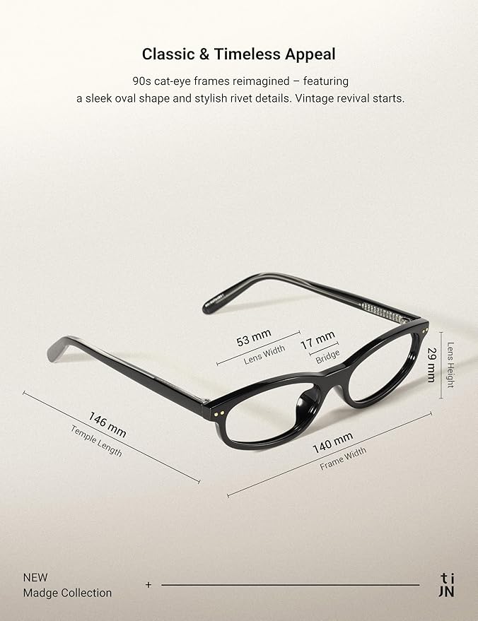 TIJN Olisa Blue Light Blocking Glasses for Women Men,Oval Glasses Frame Bluelight Glasses for Gaming/Computer/Screen