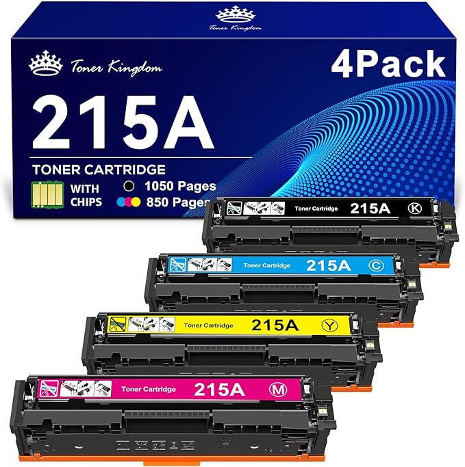 215A Toner Cartridge 4 Pack Replacement for HP 215A with Chip Works with HP Color Laserjet Pro MFP M182nw M183fw M182n M155a M155nw Printer (Black Cyan Yellow Magenta)