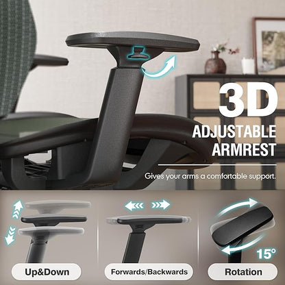 ELABEST T96 Mesh Office Chair,Ergonomic Computer Desk Chair,Sturdy Task Chair- Adjustable Lumbar Support & Armrests,Tilt Function,Comfort Wide Seat,Swivel Home Office Chair