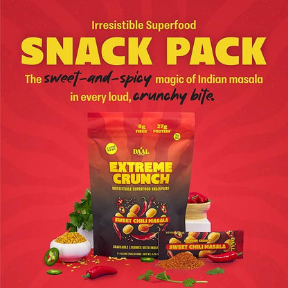 Daal By Keen Crunchy Mung Bean Snacks – Sweet Chili Masala – Plant-Based Protein, High Fiber, Gluten-Free, Nut-Free – Mix into Salads or Enjoy as an On-the-Go Snack – 1 Resealable Pack, 4.76 oz