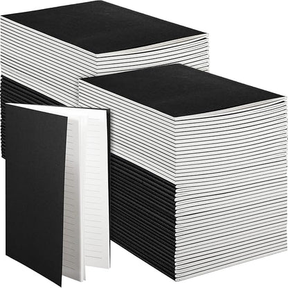 Mimorou 100 Pcs Kraft Notebook Journals 5.5 Inch x 8.3 Inch A5 Softcover Notebooks Bulk for Writing Sketch Office Notepad with 60 Pages 30 Sheets (Multicolor,Lined)(Black,Lined)