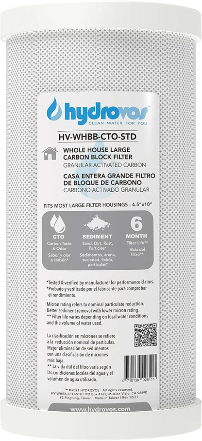 10" x 4.5” Carbon Block Sediment Water Filter, GAC Granular Activated Carbon Replacement Filter Cartridge Fits Filter Housing WHKF-DWHBB, WH-HD200-C, GXWH40L, DB10C, ‎AO-WH-PREL, 150237 Big Blue
