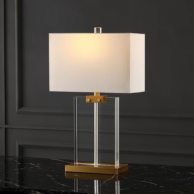 SAFAVIEH Couture Lighting Collection Maddock Crystal 26-inch Bedroom Living Room Home Office Desk Nightstand Table Lamp (LED Bulb Included)
