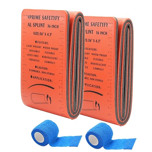 First Aid Splint 36" X 4.3" Orange -Waterproof First Aid Medical Tactical Field Splint For Bone Fracture Treatment (2, Folded)