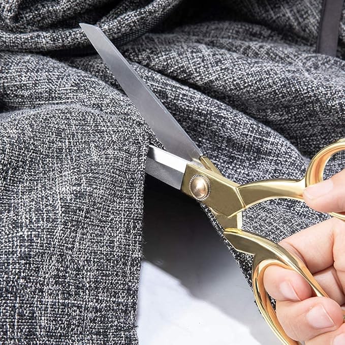 Professional Heavy Duty Tailor Scissors Gold Stainless Steel Ribbon Cutting Sewing Dressmaking (Gold8.5)