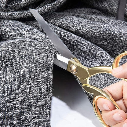 Professional Heavy Duty Tailor Scissors Gold Stainless Steel Ribbon Cutting Sewing Dressmaking (Gold8.5)