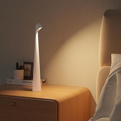 Portable Cordless LED Desk Lamp, Rechargeable Wireless Table Lamp, 3-Level Brightness, Patio & Bedside Night Light, Dining Room Ambient Reading Light (White)