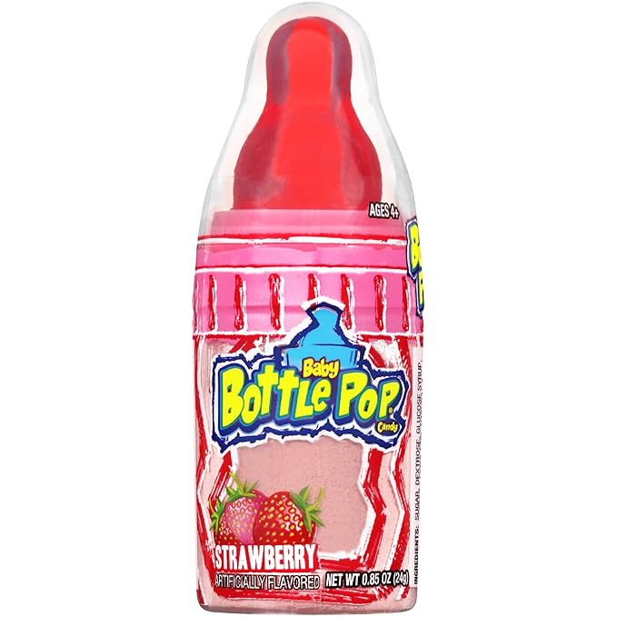 Baby Bottle Pop Christmas Candy Lollipop, 18 Ct Bulk Lollipops w/ Dipping Powder in Assorted Fruity Flavors, Full Size, Individually Wrapped Hard Candy For Party Favors, Stocking Stuffers, Kids Gifts