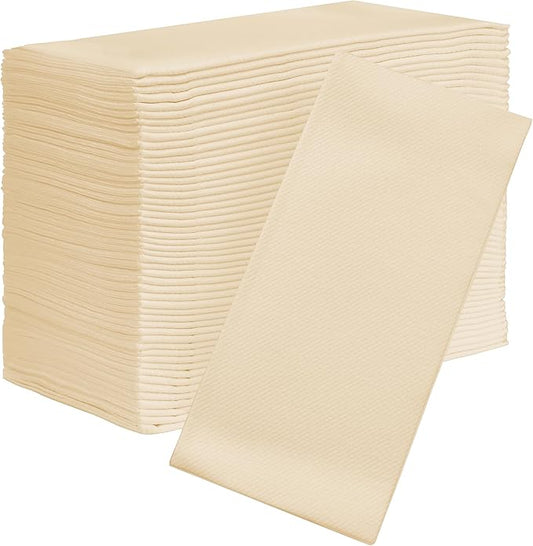 AMERICAN HOMESTEAD Paper Napkins - Ivory Disposable Linen-Like Dinner Napkins - Restaurant-Quality Table Serviettes for Weddings, Parties, and Events - 15.75" x 15.75" - 50 Count