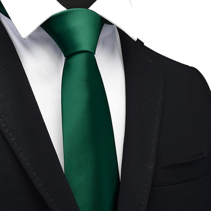 Branduce 3.15"（8cm） Mens Solid Satin Tie Pure Color Necktie for Business and Wedding + Gift Box