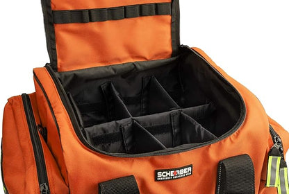 Scherber Fully-Stocked First Responder Bag | Professional EMT/EMS Trauma & Bleeding Medical Kit | HSA/FSA Approved | CAT Tourniquet, HyFin Chest Seal Israeli Bandage & 250+ First Aid Supplies (Orange)