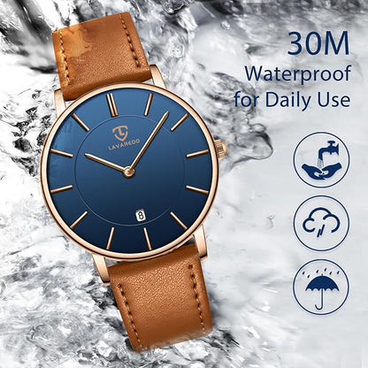 BEN NEVIS Watch, Mens Watch, Minimalist Fashion Simple Wrist Watch Analog Date with Leather Strap