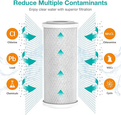 SimPure 5 Micron 10 x 4.5 Inch Whole House Carbon Water Filter | CTO Activated Coconut Carbon Replacement Cartridge | Fits DB10P, DB10C-2, GE GXWH40L, GXWH35F, BB10, FXHTC, FC15B (2Pack)