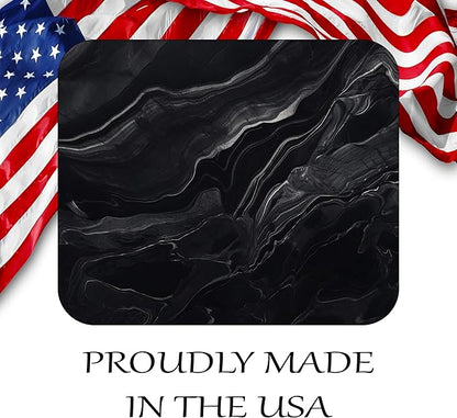 Dark Black Marble Agate Mouse Pad Mat Mousepad for Desk Computer Laptop PC Gaming Home or Office Gift Marbled Abstract (Black Marble MP05)