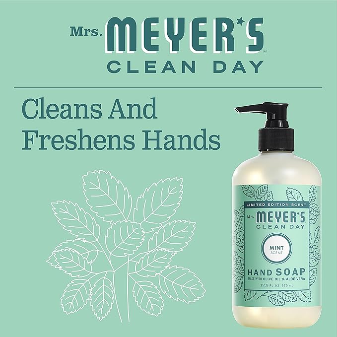 Mrs. MEYER'S CLEAN DAY Liquid Hand Soap Mint (12.5 Fl Oz (Pack of 3))
