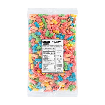 Kervan Candy Bebeto Neon Gummy Bears - Fruity, Soft & Sour Gummy Candy Bulk for Kids, Gift Snacks and Parties - Neon Gummy Bears Candy Party Size Bag (5 lbs)