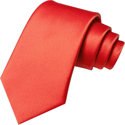 RBOCOTT Solid Color Tie and Pocket Square Hankerchief with Lapel Pin Set for Men