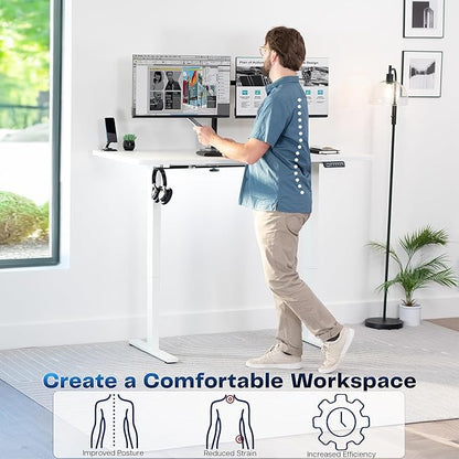 VIVO Electric 60 x 30 in Standing Desk, Memory Height Adjustment, 1B Series, White Top White Frame, DESK-KIT-1W6W-30