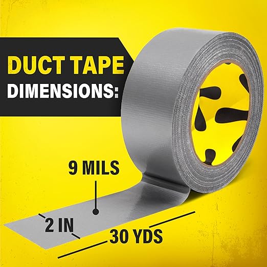 5-Pack Duct Tape - Heavy Duty, Waterproof - 90 Ft x 2 In - Silver, Flexible, No Residue, Easy Tear, All-Weather, Duct Tape Bulk for Outdoor Use, DIY, School, Office, B2B, Repairs, Supplies, Crafts