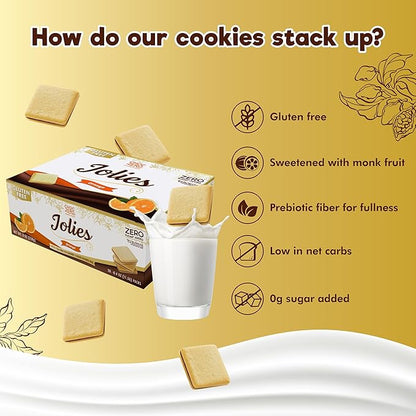 ChocZero Dark Chocolate Orange Jolies – No Sugar Added Keto Cookies, Gluten Free Sandwich Cookies Made with Real Freeze-Dried Orange, 8oz Box (Pack of 1)