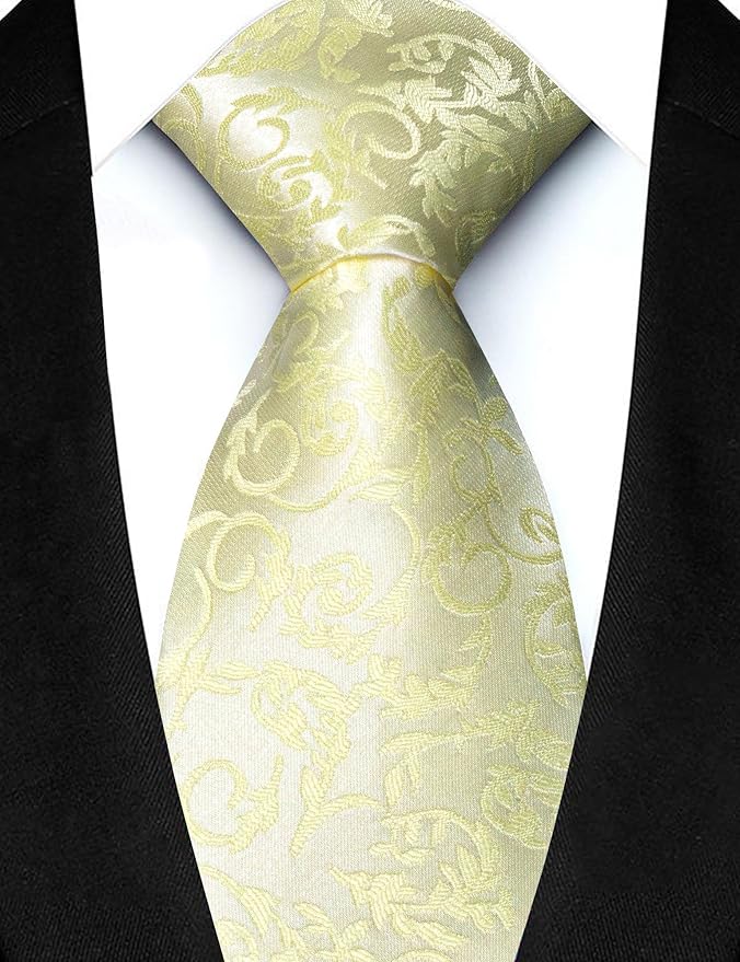 JEMYGINS Mens Floral Tie and Lapel Pin Necktie Pocket Square and Tie Clip with Sets for Business Casual 4PCS