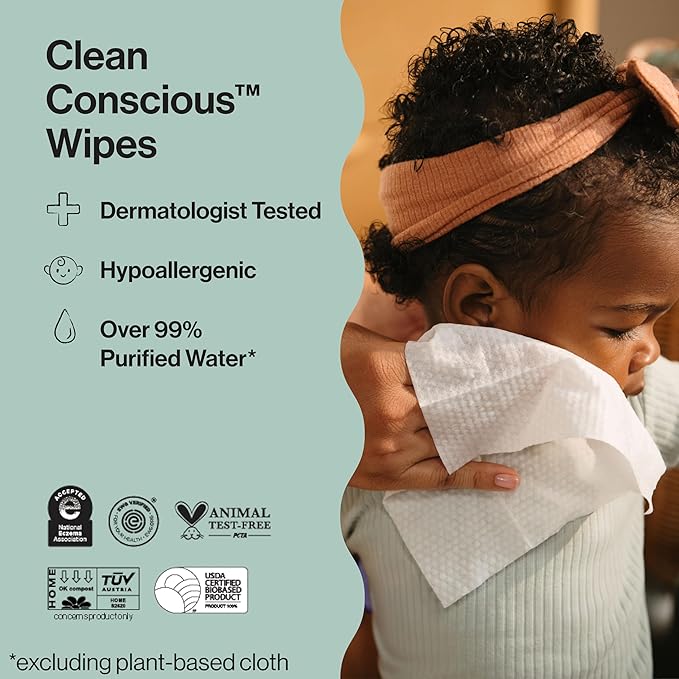 The Honest Company Hypoallergenic Multi-Use Baby Wipes for Sensitive Skin, Rose Blossom, 576 Count