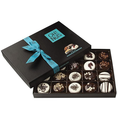 Oh! Nuts Chocolate Covered Cookie Gift Baskets - 20 Variety Gourmet Assortment Sandwich Cookies - Prime Elegant Box Gifts for Birthday, Anniversary, Holiday Season, Mom, Dad