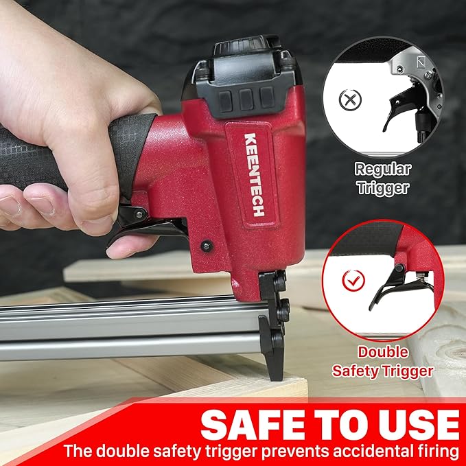 KEENTECH Pneumatic Staple Gun 22 Gauge, Air Upholstery Stapler with 3765pcs 3/8" Crown Staples 1/4"-5/8", Ready-to-Use Air Staple Gun with Staples, Safety Trigger, for Wood Furniture Fabric Leather