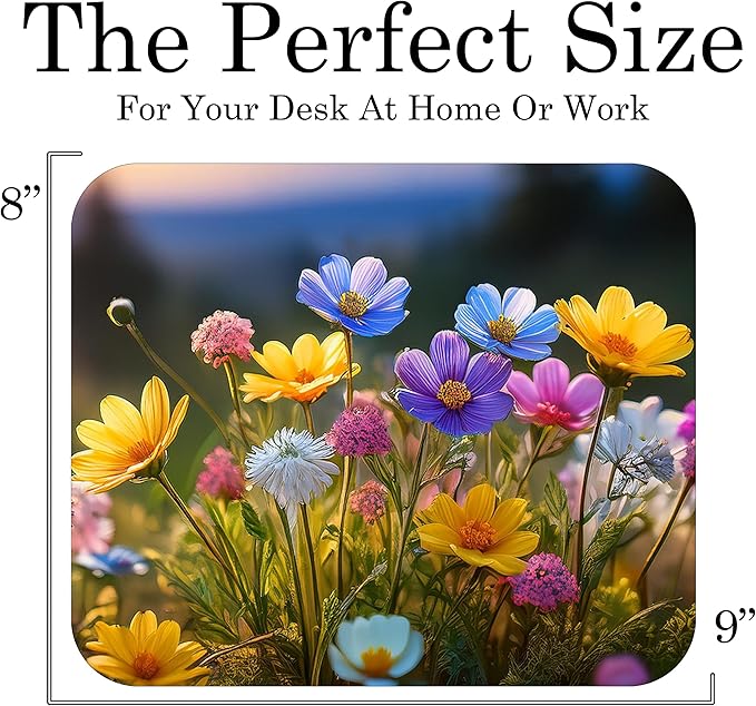 Floral Pattern Flower Mouse Pad Mat Mousepad for Desk Computer Laptop PC Gaming Home or Office Gift for Her Flowers (Wildflowers MP98)