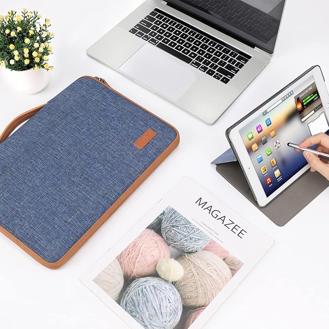 DOMISO 15.6 inch Laptop Case Sleeve Protective Cover Compatible with 16 inch MacBook Pro M4 M3 M2/Pro Max,15.6-16 inch HP Dell ASUS Lenovo Chromebook,Waterproof Computer Cases Bag with Handle,Blue