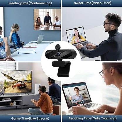 USB HD 1080P Video Webcam and Wide Angle Camera with Built-in Microphone and Rotatable Tripod,for Laptop Computer or Desktop PC,Great for Live Streaming.Calls.Video Conferencing(Grey)