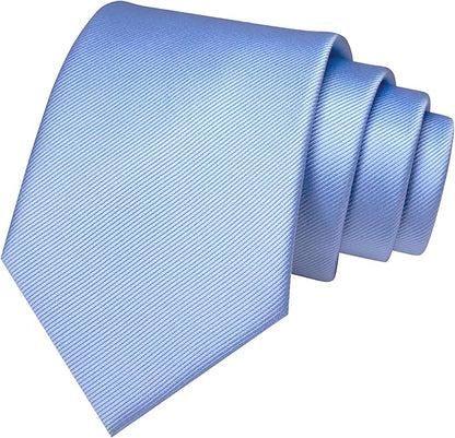 JEMYGINS Solid Color Formal Necktie and Pocket Square Tie Clip Sets for Men