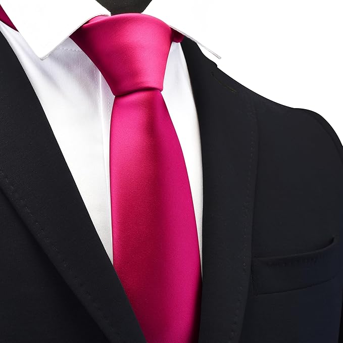 Branduce 3.15"（8cm） Mens Solid Satin Tie Pure Color Necktie for Business and Wedding + Gift Box