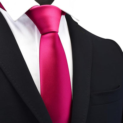 Branduce 3.15"（8cm） Mens Solid Satin Tie Pure Color Necktie for Business and Wedding + Gift Box