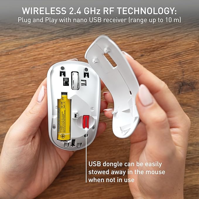 Cherry MW 2200 Compact Laptop Mouse with Nano USB Receiver and Carrying Pouch (White)