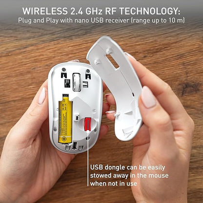 Cherry MW 2200 Compact Laptop Mouse with Nano USB Receiver and Carrying Pouch (White)